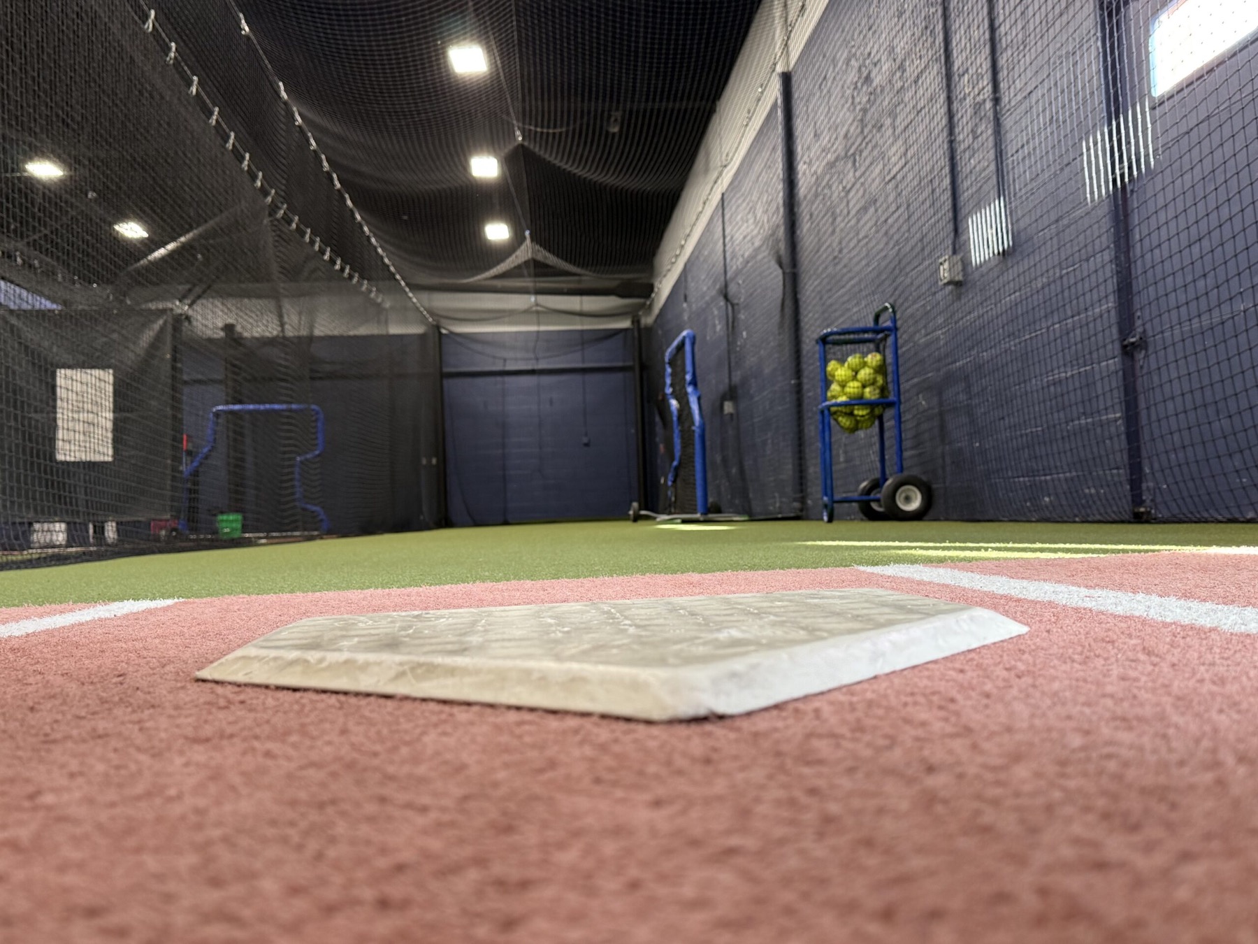 Turf and home plate inside the @BAT Elite team room
